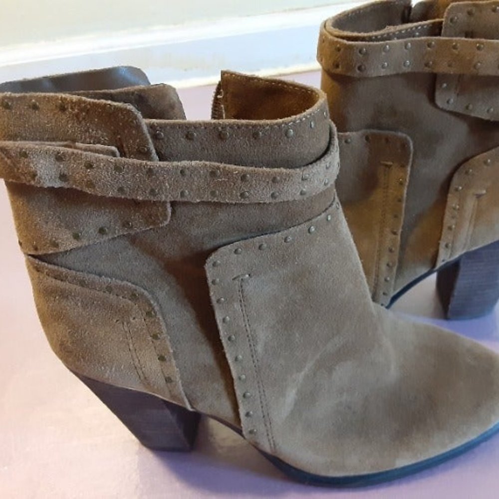 Vince Camuto distressed leather booties /rivets